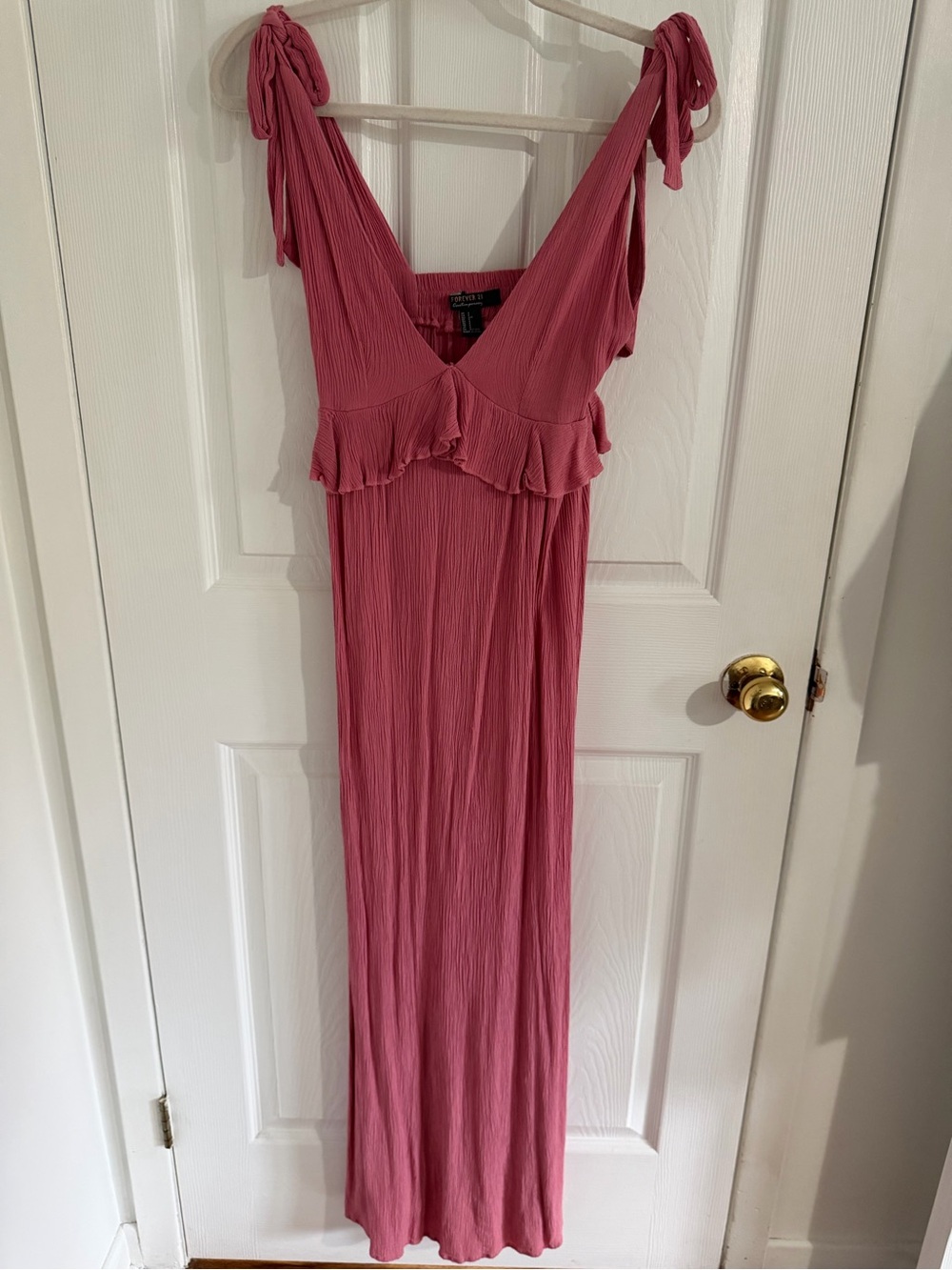 Pink Tie-Shoulder Maxi Dress